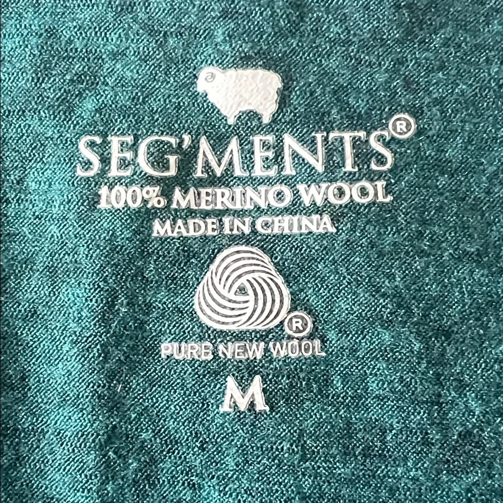 Seg’ments Teal Blue Green 100% Merino Wool Long Sleeve Shirt Base Layer Medium - Picture 2 of 4